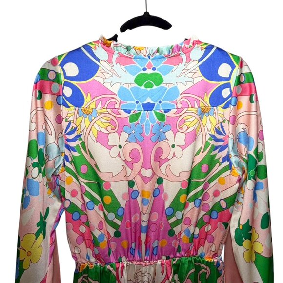 CIEBON Irena Floral Long Sleeve Satin Dress - Picture 6 of 11